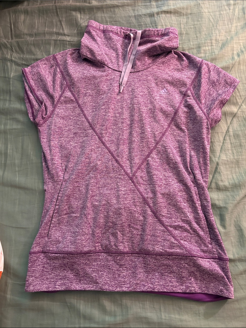 adidas Purple Heather Short-Sleeve mock neck